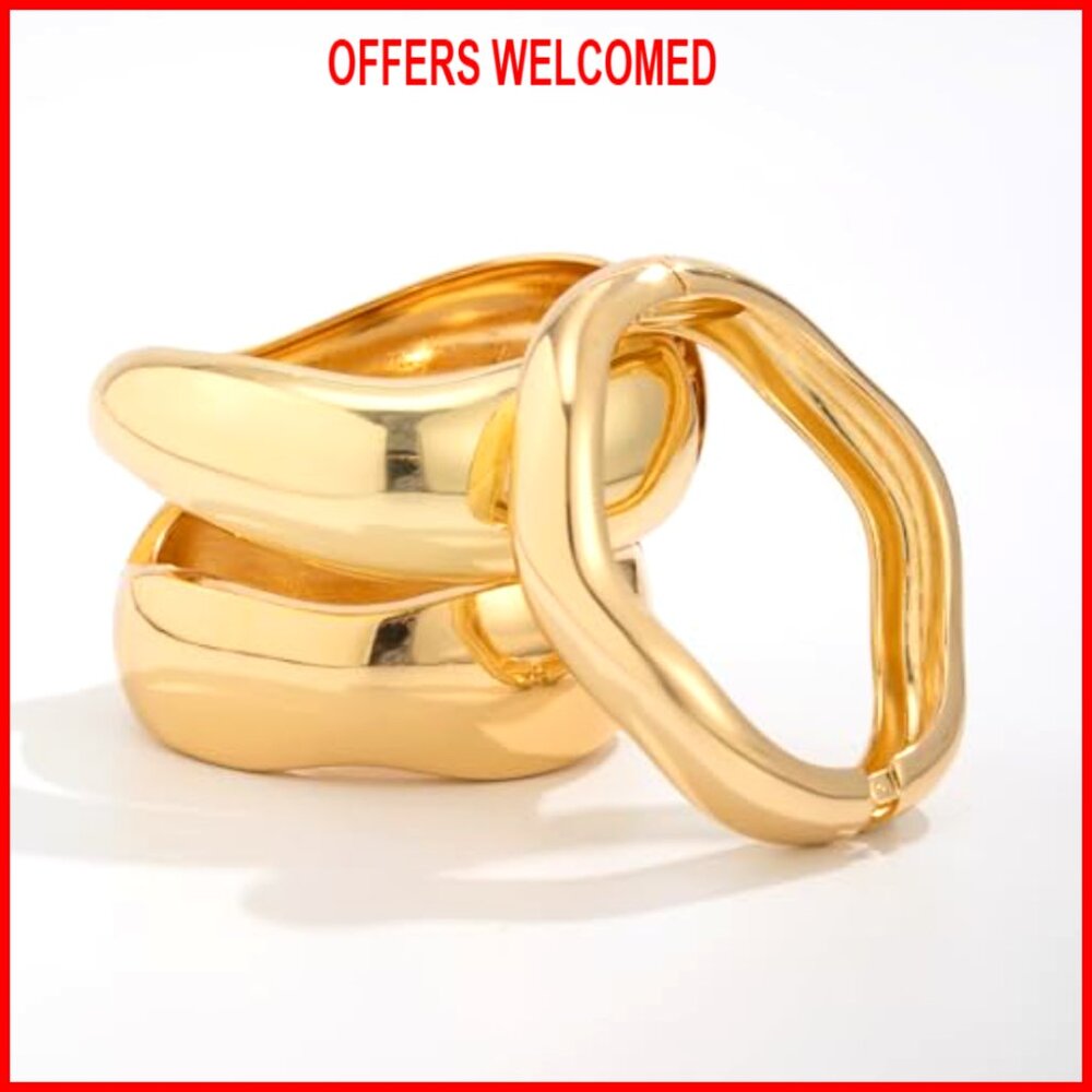 Chunky Statement Cuff Bracelet Wide Wire Bangle S… - image 6